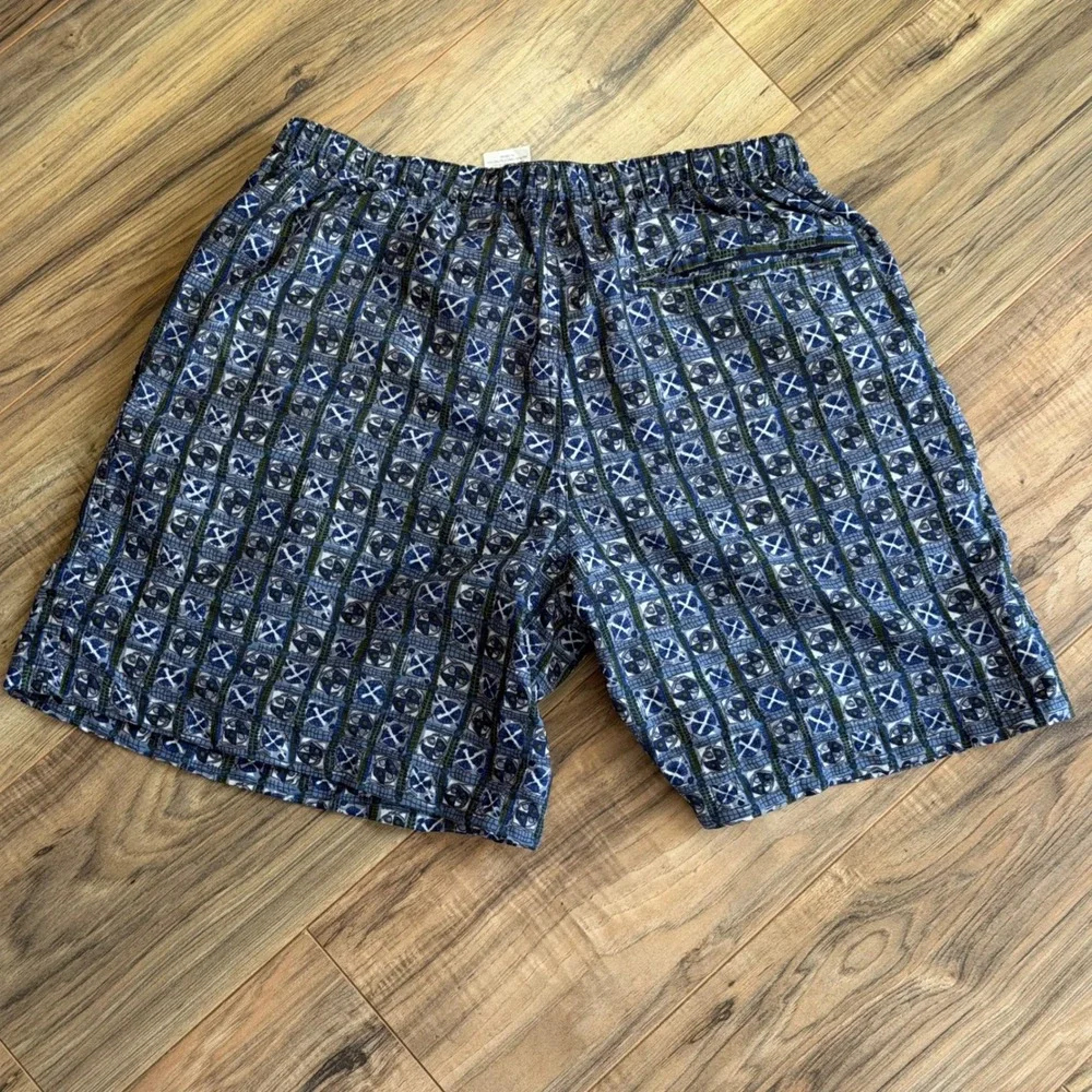 Vintage Columbia Mens M Blue Geometric Print Nylon Hiking Swim Shorts Suit